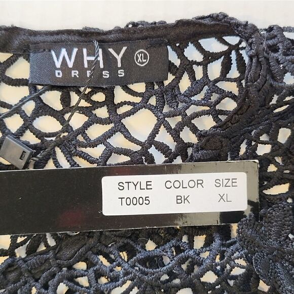 WHY DRESS Black Lace Top With Flowers - Picture 4 of 14